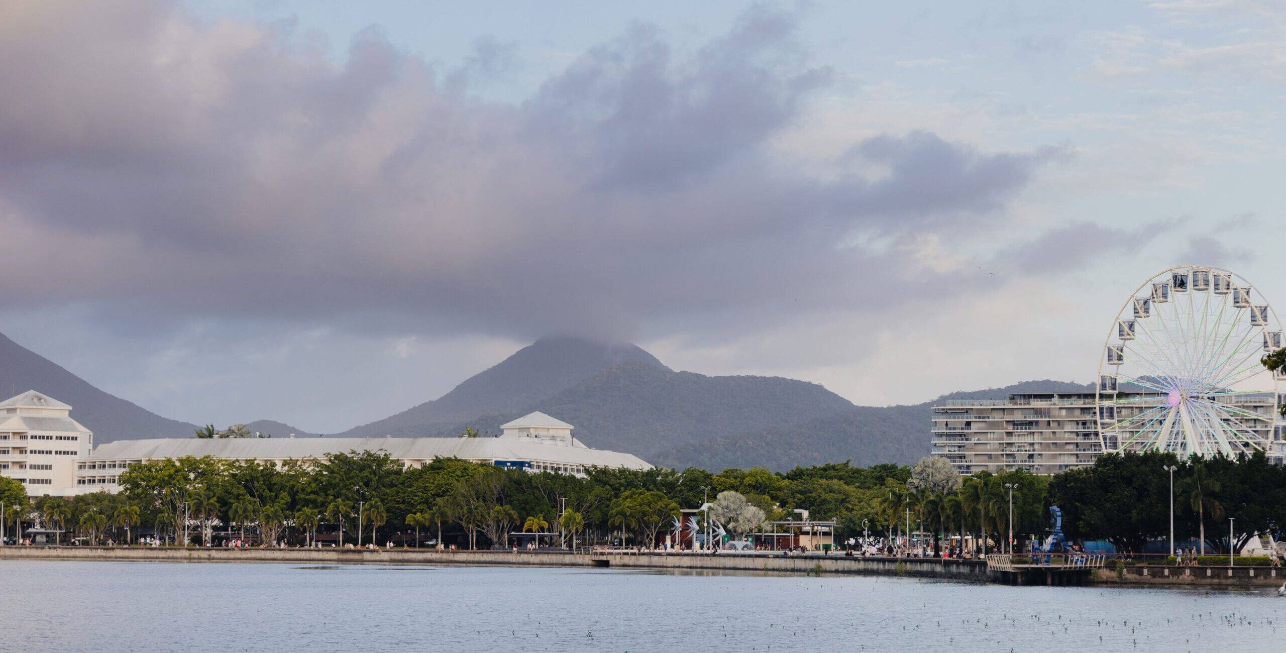 Calm waters and serene view from Cairns Esplanade.